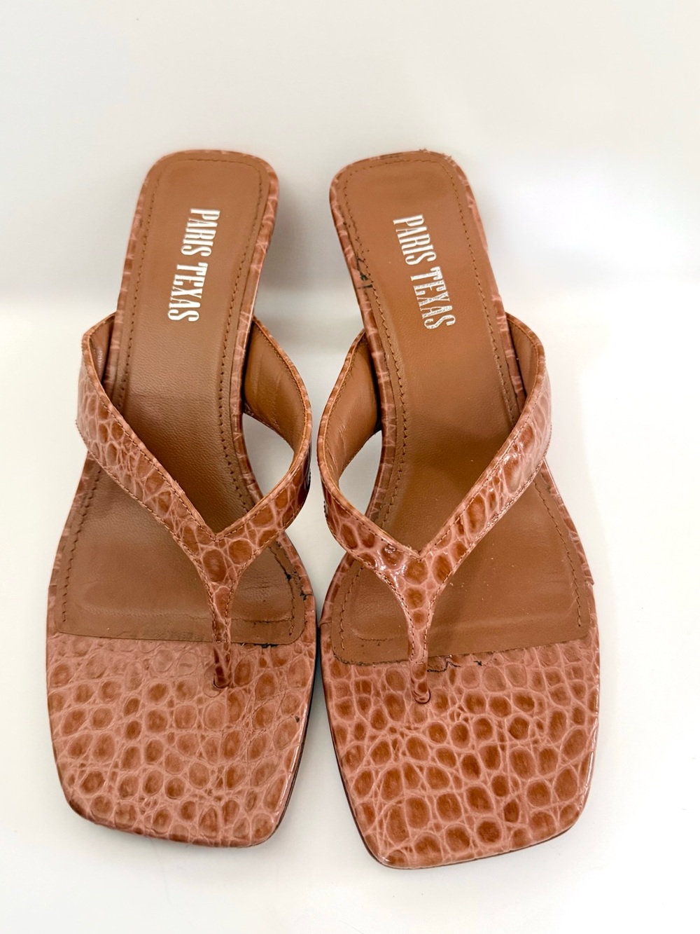 Paris Texas Moc Croco Mule Sandals Flip Flop Embossed Leather Size 7